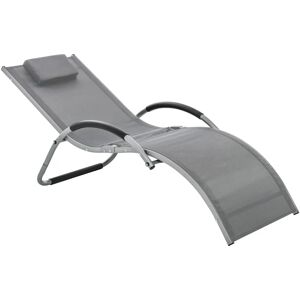 Outsunny Sun Lounge Recliner Chair - Ergonomic Lounge Chair with Pillow - Dark Grey Outsunny Sun Lounge Recliner Chair - Ergonomic Lounge Chair with Pillow - Dark Grey