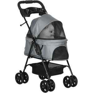 PawHut Pet Stroller Grey - Foldable Travel Canopy PawHut Pet Stroller Grey - Foldable Travel Canopy