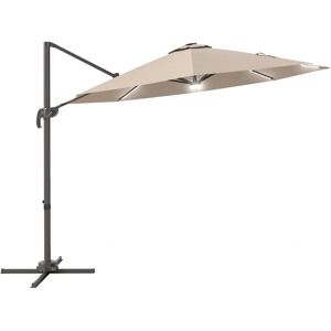 Outsunny 3m LED Cantilever Parasol - Outdoor with Base Solar Lights Outsunny 3m LED Cantilever Parasol - Outdoor with Base Solar Lights