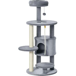 PawHut Cat Tree Tower Activity Center with Hanging Ball Toy Teasing Rope - Grey - 112cm - Cat Tree PawHut Cat Tree Tower Activity Center with Hanging Ball Toy Teasing Rope - Grey - 112cm - Cat Tree