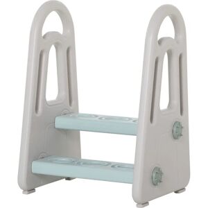 HomCom Kids Step Stool Toddler Kitchen Helper with Handle for Bathroom Blue and Grey Blue One Size HomCom Kids Step Stool Toddler Kitchen Helper with Handle for Bathroom Blue and Grey Blue One Size