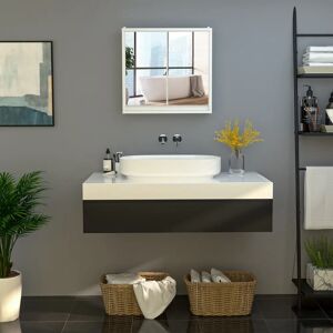 HOMCOM White Bathroom Wall Cabinet with Mirror - Bathroom Storage HOMCOM White Bathroom Wall Cabinet with Mirror - Bathroom Storage