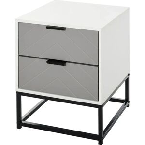 Homcom Bedside Cabinet - Chevron Pattern - White, Grey, Black - Bedside Cabinet Homcom Bedside Cabinet - Chevron Pattern - White, Grey, Black - Bedside Cabinet