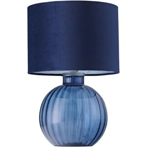 Happy Homewares - Midnight Blue Ribbed Glass - Navy Shade - Table Lamp Happy Homewares - Midnight Blue Ribbed Glass - Navy Shade - Table Lamp