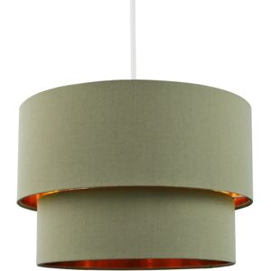 Happy Homewares - Olive Green Cotton Double Tier - Shade Happy Homewares - Olive Green Cotton Double Tier - Shade
