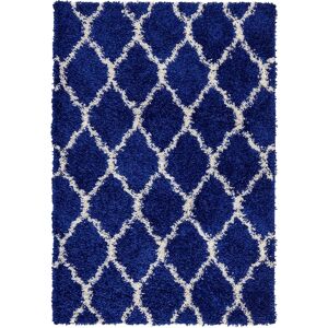 Navy Moroccan Trellis Shaggy Rug Florence - Rug Navy Moroccan Trellis Shaggy Rug Florence - Rug