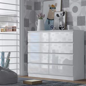 FWStyle Stora White 8-Drawer Chest - Bedroom Storage FWStyle Stora White 8-Drawer Chest - Bedroom Storage