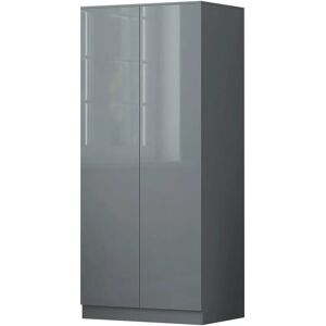 FWStyle Stora 2 Door Wardrobe - Grey Gloss - Modern Storage Furniture FWStyle Stora 2 Door Wardrobe - Grey Gloss - Modern Storage Furniture