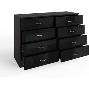 Fwstyle Black Gloss 8 Drawer Chest - Bedroom Furniture Fwstyle Black Gloss 8 Drawer Chest - Bedroom Furniture