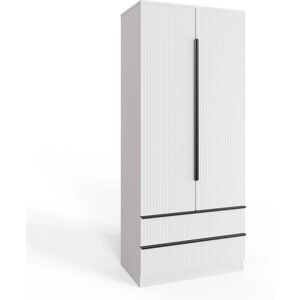 Fwstyle White Ripple Effect 2-Door Wardrobe - Wardrobe Fwstyle White Ripple Effect 2-Door Wardrobe - Wardrobe
