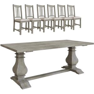 Fwstyle Limewashed 2m Dining Set with 6 Chairs - Dining Set Fwstyle Limewashed 2m Dining Set with 6 Chairs - Dining Set