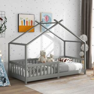 MERAX - Letto casetta 90x200 - Castle shape - Gray - Kids bed - Publicité MERAX - Letto casetta 90x200 - Castle shape - Gray - Kids bed - Publicité