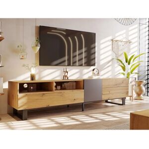 Meuble TV ModernLuxe 180cm - 2 tiroirs & 5 compartiments - Style Rustique Meuble TV ModernLuxe 180cm - 2 tiroirs & 5 compartiments - Style Rustique