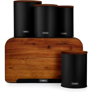 Tower Black Scandi 5-Piece Acacia Storage Set - Storage Set Tower Black Scandi 5-Piece Acacia Storage Set - Storage Set