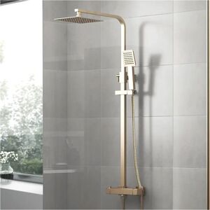 Nuie Arvan Round Thermostatic Bar Mixer Shower & Shower Kit - Brushed Brass Nuie Arvan Round Thermostatic Bar Mixer Shower & Shower Kit - Brushed Brass