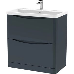 Nuie Lunar Fs 2-Drawer Vanity Unit & Polymarble Basin - Satin Anthracite Nuie Lunar Fs 2-Drawer Vanity Unit & Polymarble Basin - Satin Anthracite