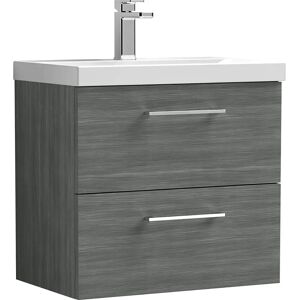 Nuie Arno Wall Hung 2-Drawer Vanity Unit & Basin - 600mm - Anthracite Woodgrain Nuie Arno Wall Hung 2-Drawer Vanity Unit & Basin - 600mm - Anthracite Woodgrain