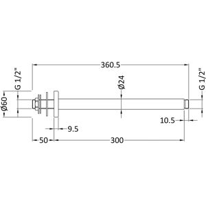 Balterley Round Ceiling Mount Shower Arm - Brushed Pewter - Shower Arm Balterley Round Ceiling Mount Shower Arm - Brushed Pewter - Shower Arm