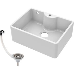 Balterley 595mm - 1 Bowl Fireclay Kitchen Sink - Tap Ledge, Hole, Overflow & Waste Balterley 595mm - 1 Bowl Fireclay Kitchen Sink - Tap Ledge, Hole, Overflow & Waste