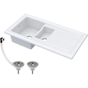 Balterley 101cm 1.5 Bowl Fireclay Inset Kitchen Sink - White Balterley 101cm 1.5 Bowl Fireclay Inset Kitchen Sink - White
