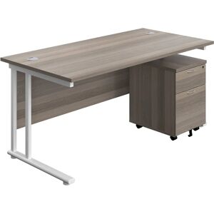 Ashvale Keswick Office Desk - Grey Oak - 1800x800 - with 2-Drawer Pedestal Ashvale Keswick Office Desk - Grey Oak - 1800x800 - with 2-Drawer Pedestal