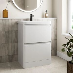 Regis Forma White Gloss Freestanding Vanity Unit with Basin - 600mm - Bathroom Vanity Unit Regis Forma White Gloss Freestanding Vanity Unit with Basin - 600mm - Bathroom Vanity Unit