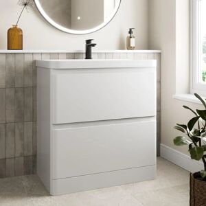 Regis White Gloss Freestanding Vanity Unit with Basin - 800mm - Bathroom Furniture Regis White Gloss Freestanding Vanity Unit with Basin - 800mm - Bathroom Furniture