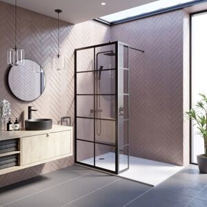 Brand Model - Black Grid Shower Screen - 1950mm Brand Model - Black Grid Shower Screen - 1950mm