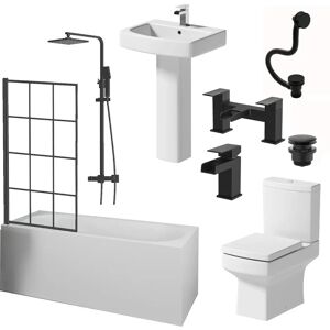 Affine Royan Black Bathroom Suite - 1700mm Compact Set Affine Royan Black Bathroom Suite - 1700mm Compact Set