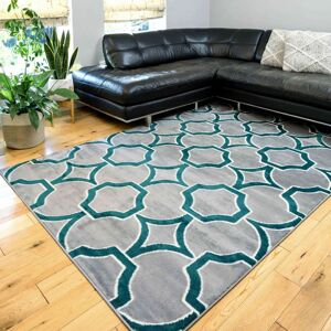 Modern Trellis Enzo Rug - Emerald Green - 80x150cm Modern Trellis Enzo Rug - Emerald Green - 80x150cm