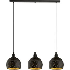 Loops Pendant Ceiling Light - Faceted Gold Inner Shade - E14 3x40W - Black Loops Pendant Ceiling Light - Faceted Gold Inner Shade - E14 3x40W - Black