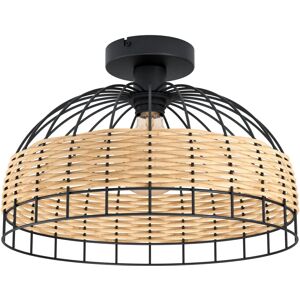 Unbranded Model Semi-Flush Ceiling Light Black & Wicker Round Shade - Ceiling Light Unbranded Model Semi-Flush Ceiling Light Black & Wicker Round Shade - Ceiling Light