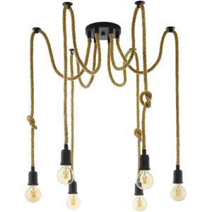 Loops Black Rope Pendant Light - Adjustable Spider Lamp - Pendant Light Loops Black Rope Pendant Light - Adjustable Spider Lamp - Pendant Light