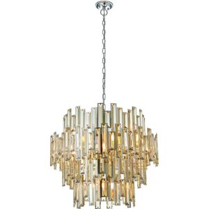 Loos Ceiling Pendant Light - Chrome & Champagne Crystal - 15 x 40W E14 - Ceiling Pendant Light Loos Ceiling Pendant Light - Chrome & Champagne Crystal - 15 x 40W E14 - Ceiling Pendant Light
