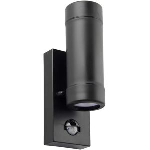 Black Up & Down IP44 Wall Light with PIR Sensor - 2x7W LED GU10 - Modern Exterior Lighting Black Up & Down IP44 Wall Light with PIR Sensor - 2x7W LED GU10 - Modern Exterior Lighting