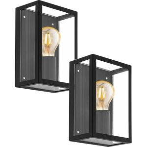 Loops 2 PACK IP44 Outdoor Wall Light Black & Glass Box - Wall Light Loops 2 PACK IP44 Outdoor Wall Light Black & Glass Box - Wall Light