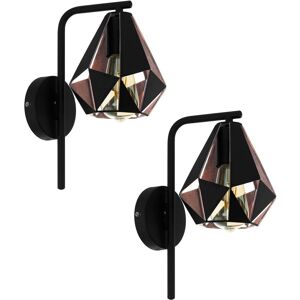 Loops 2 PACK LED Wall Light - Geometric Black & Antique Copper Sconce Loops 2 PACK LED Wall Light - Geometric Black & Antique Copper Sconce