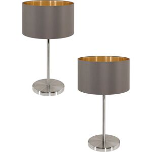 Satin Nickel 2-Pack Table Lamp Cappuccino Gold Fabric - Interior Satin Nickel 2-Pack Table Lamp Cappuccino Gold Fabric - Interior