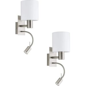 Satin Nickel Wall Light - White Fabric Shade - 2-Pack - Modern Interior Satin Nickel Wall Light - White Fabric Shade - 2-Pack - Modern Interior