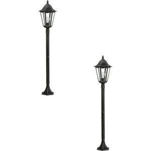 Loops 2 PACK IP44 Outdoor Bollard Light Black & Silver Lantern 1200mm Post 60W E27 - Outdoor Bollard Light Loops 2 PACK IP44 Outdoor Bollard Light Black & Silver Lantern 1200mm Post 60W E27 - Outdoor Bollard Light