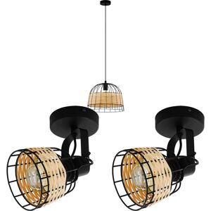 Black Steel Modern Pendant & Wall Lights - Ceiling & Wicker Wood Lamp Black Steel Modern Pendant & Wall Lights - Ceiling & Wicker Wood Lamp