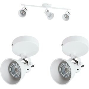 Loops Ceiling Spot Light & 2x Wall Lights - White Modern Steel Loops Ceiling Spot Light & 2x Wall Lights - White Modern Steel