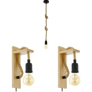 Brand Ceiling Pendant & 2 Wall Lights Black & Rope Trendy Lamp - Lighting Brand Ceiling Pendant & 2 Wall Lights Black & Rope Trendy Lamp - Lighting