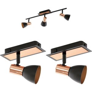 Unbranded Loops Ceiling Spot Light & 2x Wall Lights - Black Copper Adjustable Shade Set Unbranded Loops Ceiling Spot Light & 2x Wall Lights - Black Copper Adjustable Shade Set