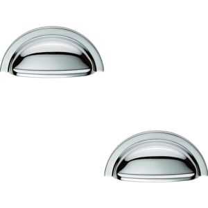 Loops - Cup Pull - 91 x 45 mm - 76 mm fixing centres - Polished Chrome Cabinet Cup Pull Handle Loops - Cup Pull - 91 x 45 mm - 76 mm fixing centres - Polished Chrome Cabinet Cup Pull Handle
