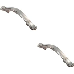 Loops - 2x Stepped Edge Bow Pull - Satin Nickel - 76mm - pull handle Loops - 2x Stepped Edge Bow Pull - Satin Nickel - 76mm - pull handle