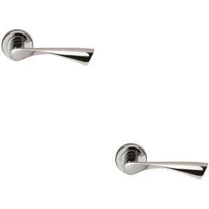 Loops - Angular Twisted Handle on Round Rose Polished Chrome - 2x Pack - Door Handle Loops - Angular Twisted Handle on Round Rose Polished Chrome - 2x Pack - Door Handle