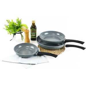 URBN-CHEF - 3pc Forged Carbon Steel Marble Grey Pan Set - Cookware URBN-CHEF - 3pc Forged Carbon Steel Marble Grey Pan Set - Cookware