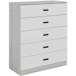 URBN Living - Ash Grey Carcass + White Drawers, 5-drawer - Commode - Publicité URBN Living - Ash Grey Carcass + White Drawers, 5-drawer - Commode - Publicité