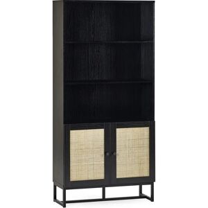 Julian Bowen Padstow Schwarze und Rattan 2-türiger Bücherregal Julian Bowen Padstow Schwarze und Rattan 2-türiger Bücherregal